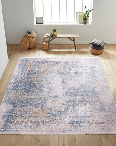 Ковер турецкий 1921 Elexus Olimpos (Бамбуковый шелк, серый, голубой)