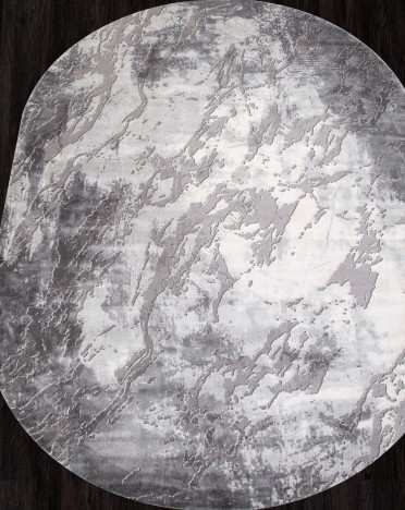 Ковер турецкий 04075G ARMINA (PP Heatset Высокоплотный, серый) овальный