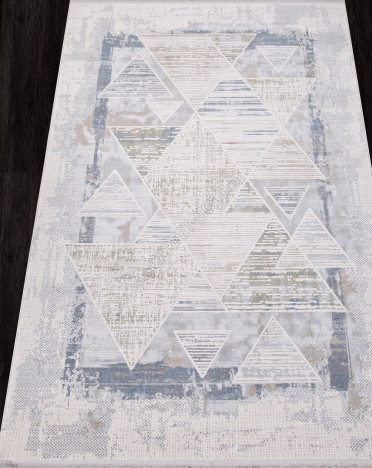 Ковер турецкий C640AC PERLA (Полиэстер хит-сет, бежевый, зеленый, серый)