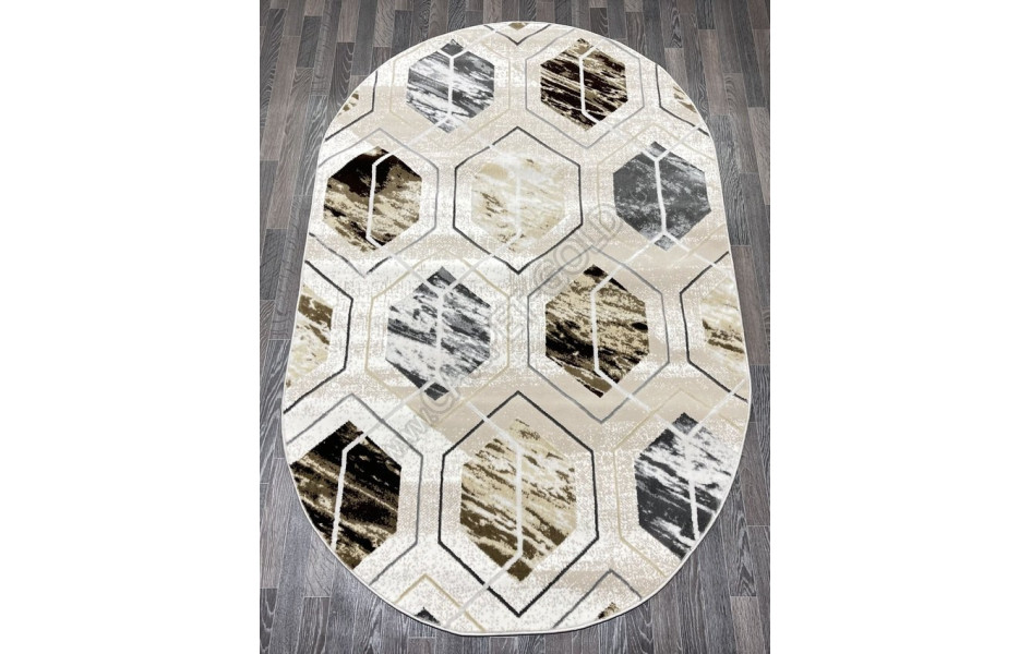 Турецкий ковер 40709A_KOYU GRI / KAHVE ОВАЛ